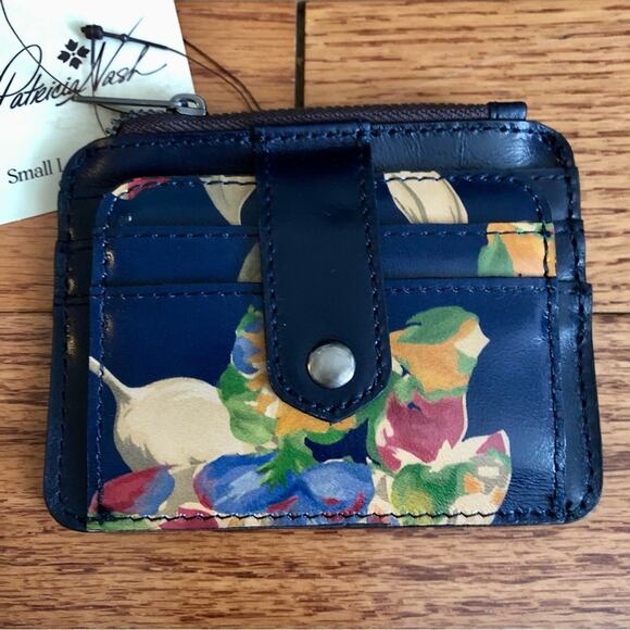 Patricia Nash Cassis Le Fleur ID Leather Card Blue Floral Wallet NWT - Picture 3 of 7